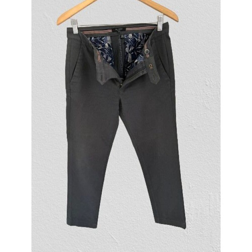 TED BAKER London Trousers Cotton Blend Pants in Charcoal Gray Size 30R
